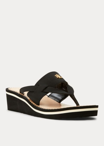 Sandalias Ralph Lauren Mujer Negros - Rosalind Wedge - GZAMV6593